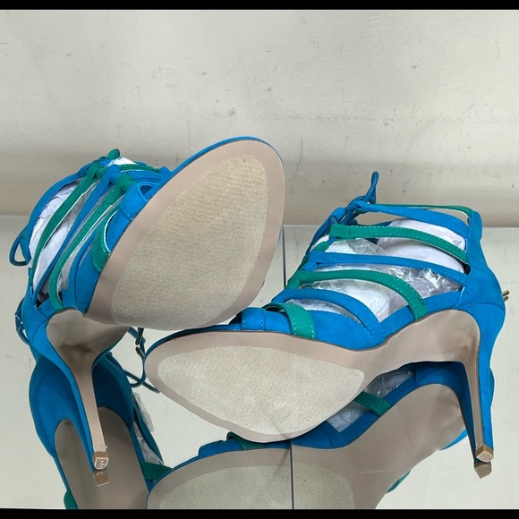 Sadie Blue Green Caged Stiletto Heel - Picture 8 of 8
